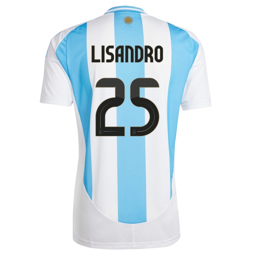 Mulher Camisola Argentina Lisandro Martinez #25 Branco Azul Principal 24-26 Camisa Brasil