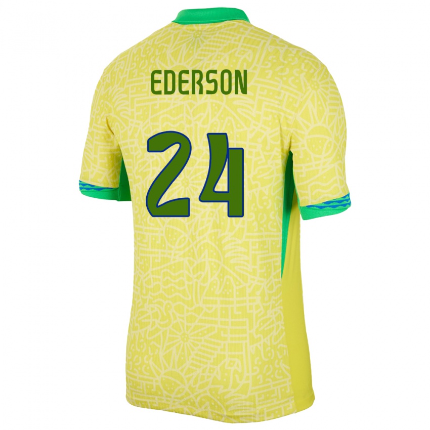 Mulher Camisola Brasil Ederson #24 Amarelo Principal 24-26 Camisa Brasil