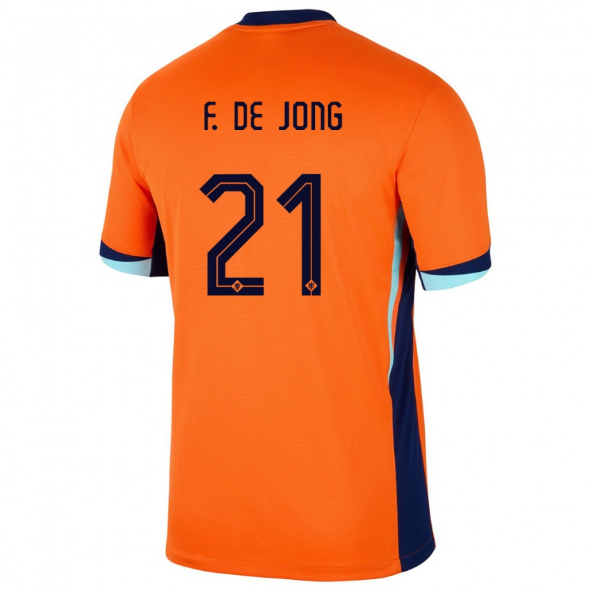 Mulher Camisola Países Baixos Frenkie De Jong #21 Laranja Principal 24-26 Camisa Brasil