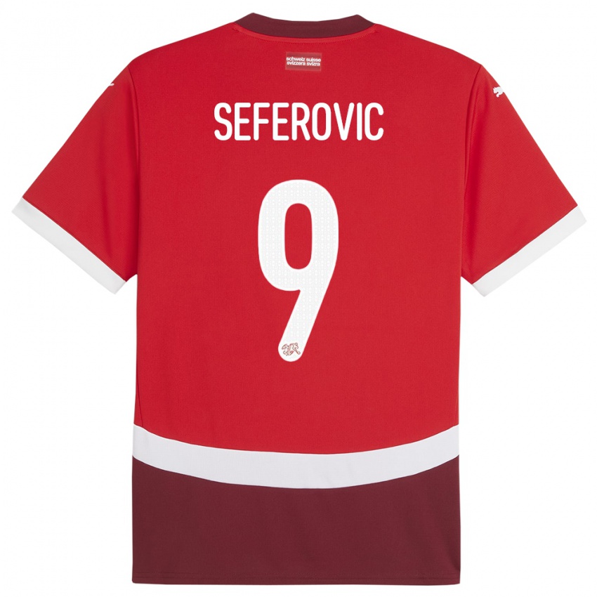 Mulher Camisola Suiça Haris Seferovic #9 Vermelho Principal 24-26 Camisa Brasil