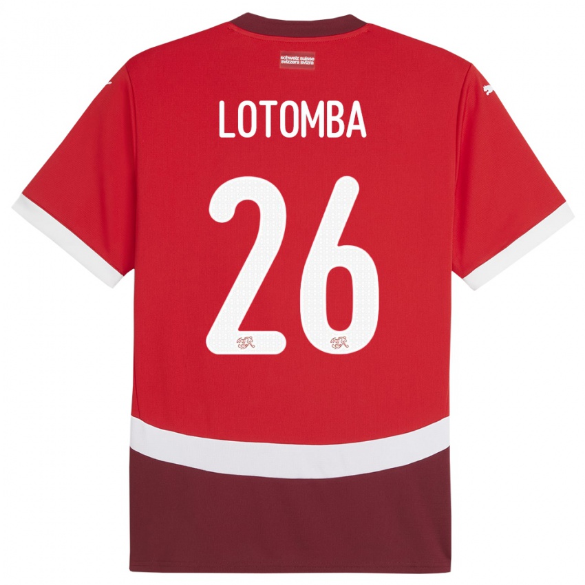 Mulher Camisola Suiça Jordan Lotomba #26 Vermelho Principal 24-26 Camisa Brasil