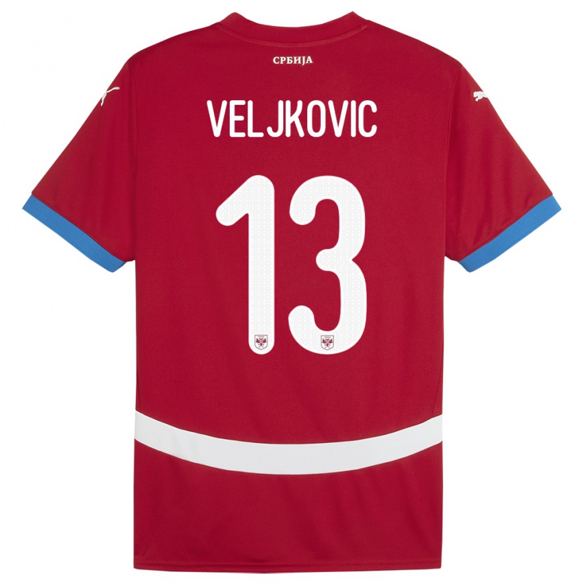 Mulher Camisola Sérvia Milos Veljkovic #13 Vermelho Principal 24-26 Camisa Brasil