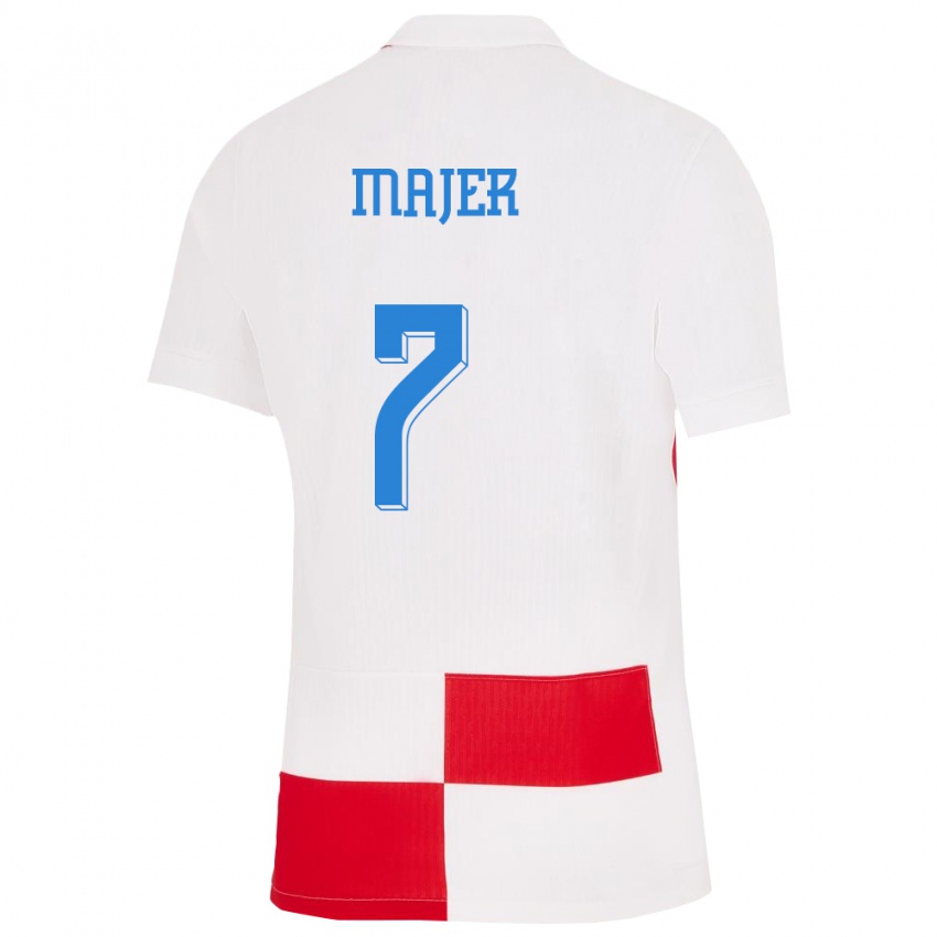 Mulher Camisola Croácia Lovro Majer #7 Branco Vermelho Principal 24-26 Camisa Brasil