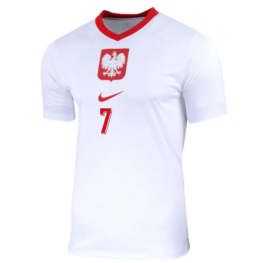 Mulher Camisola Polónia Arkadiusz Milik #7 Branco Principal 24-26 Camisa Brasil