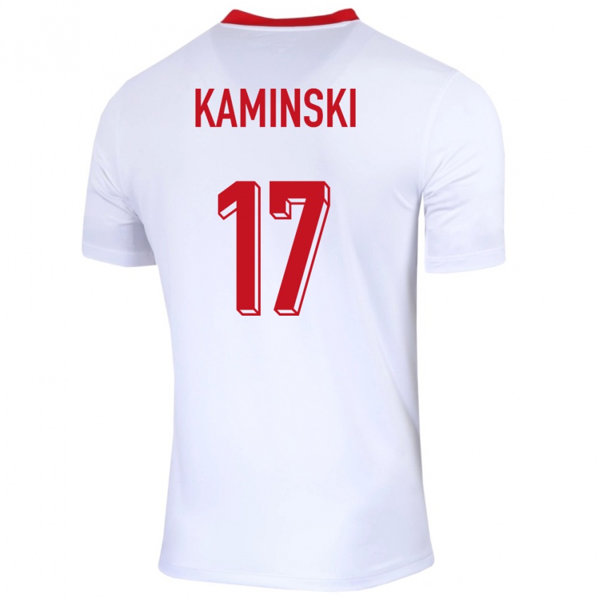 Mulher Camisola Polónia Jakub Kaminski #17 Branco Principal 24-26 Camisa Brasil