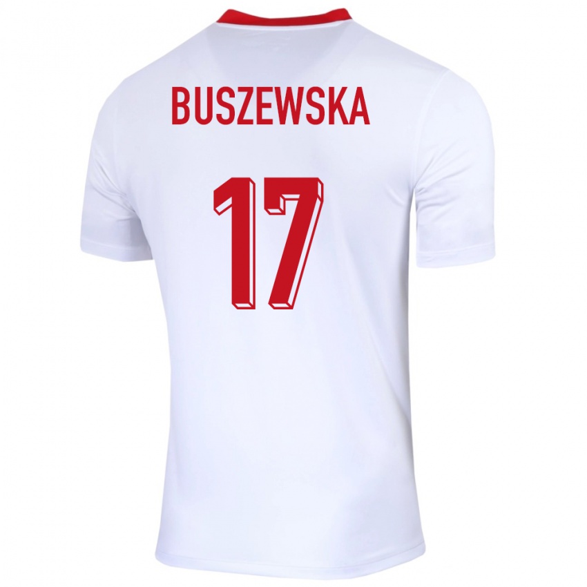 Mulher Camisola Polónia Zofia Buszewska #17 Branco Principal 24-26 Camisa Brasil