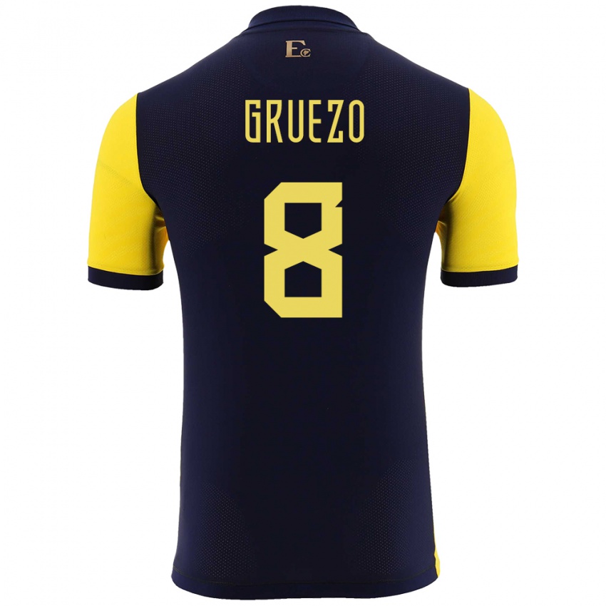 Mulher Camisola Equador Carlos Gruezo #8 Amarelo Principal 24-26 Camisa Brasil