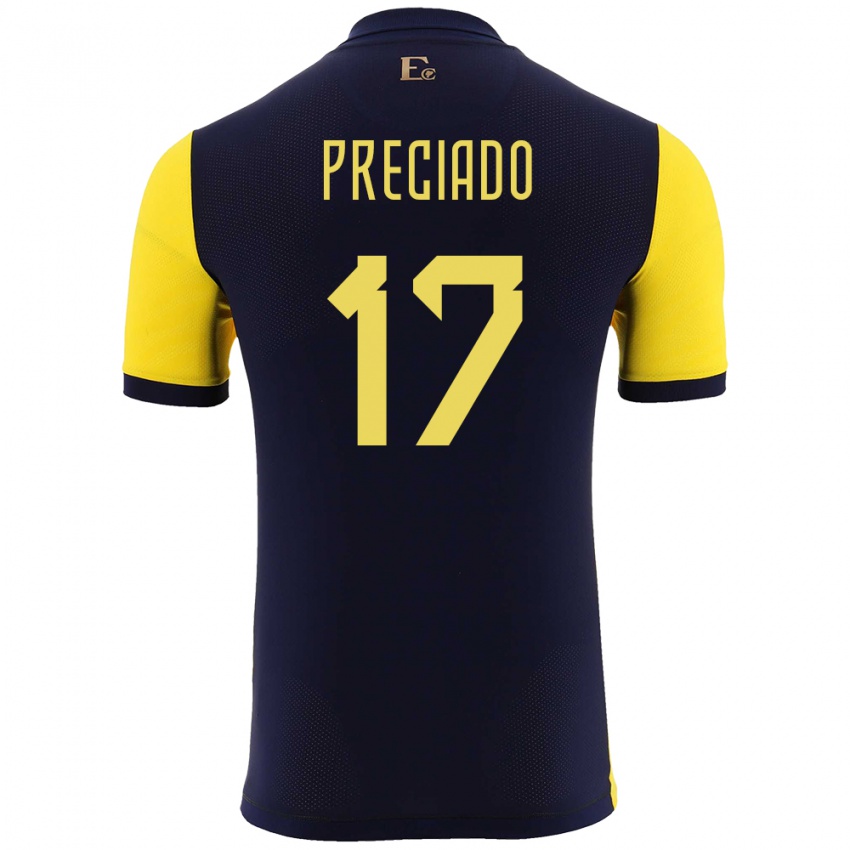 Mulher Camisola Equador Angelo Preciado #17 Amarelo Principal 24-26 Camisa Brasil