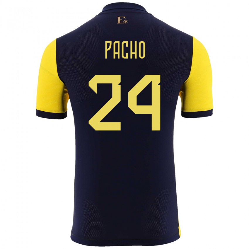 Mulher Camisola Equador William Pacho #24 Amarelo Principal 24-26 Camisa Brasil