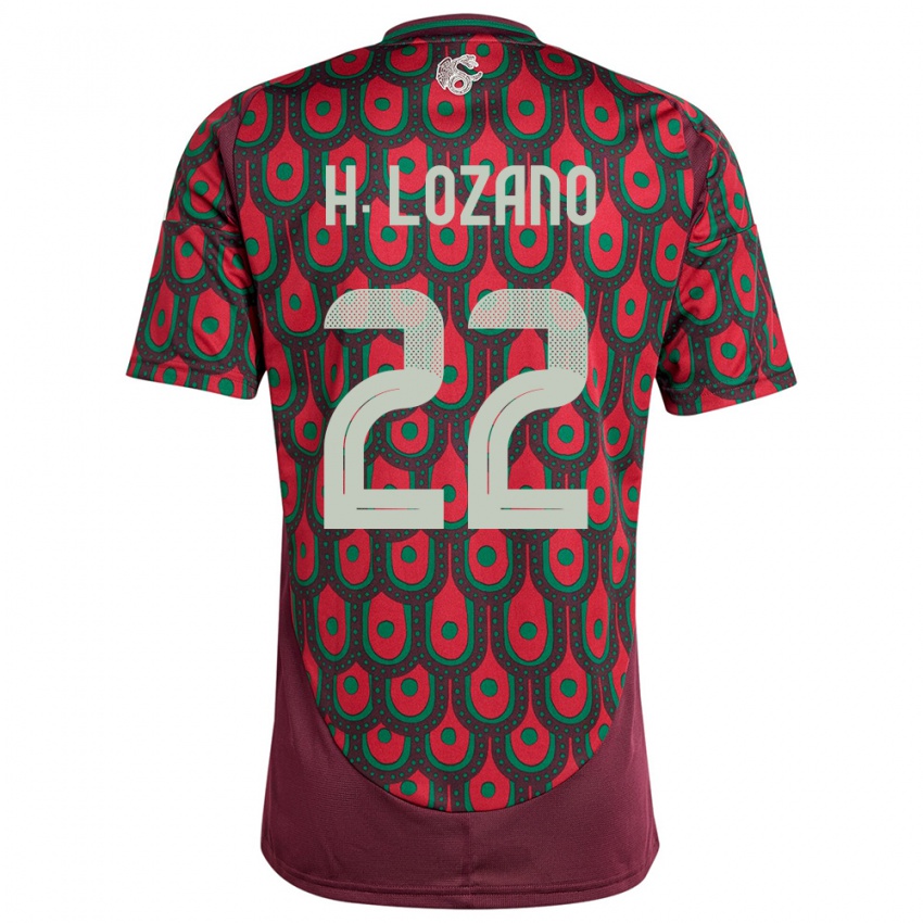 Mulher Camisola México Hirving Lozano #22 Marrom Principal 24-26 Camisa Brasil