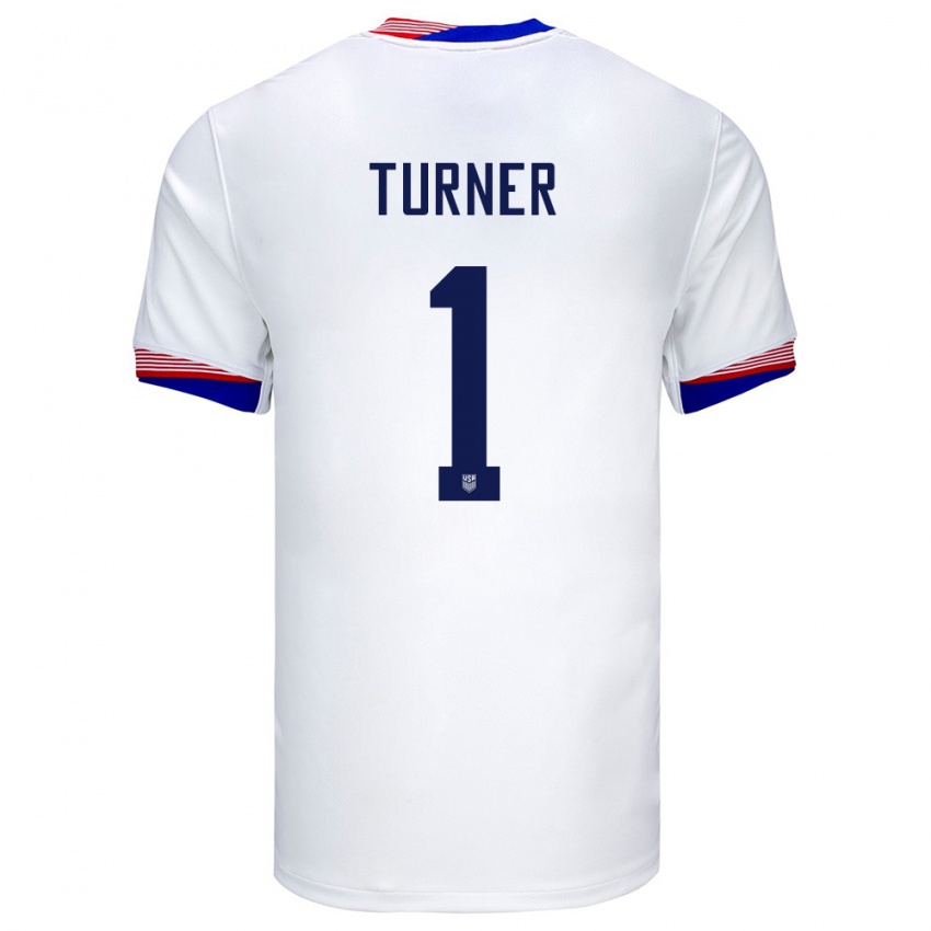 Mulher Camisola Estados Unidos Matt Turner #1 Branco Principal 24-26 Camisa Brasil