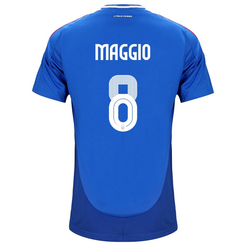Mulher Camisola Itália Luca Di Maggio #8 Azul Principal 24-26 Camisa Brasil