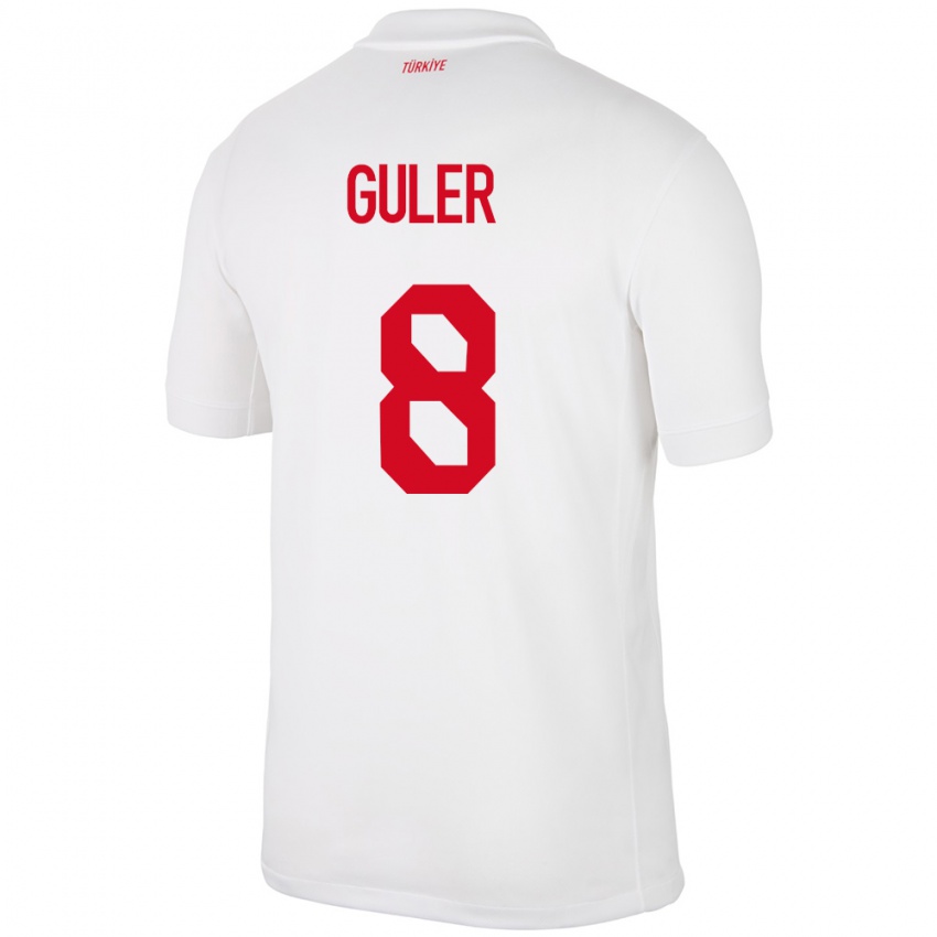 Mulher Camisola Turquia Arda Güler #8 Branco Principal 24-26 Camisa Brasil