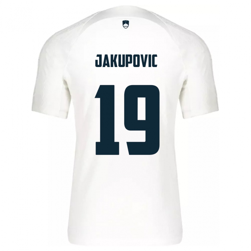 Mulher Camisola Eslovênia Aldin Jakupovic #19 Branco Principal 24-26 Camisa Brasil