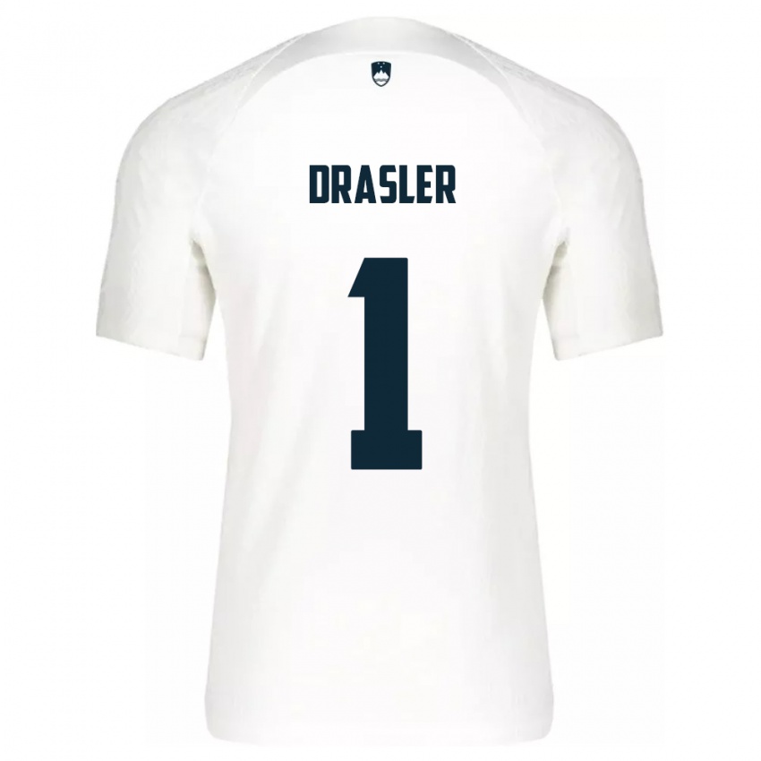 Mulher Camisola Eslovênia Iztok Drasler #1 Branco Principal 24-26 Camisa Brasil