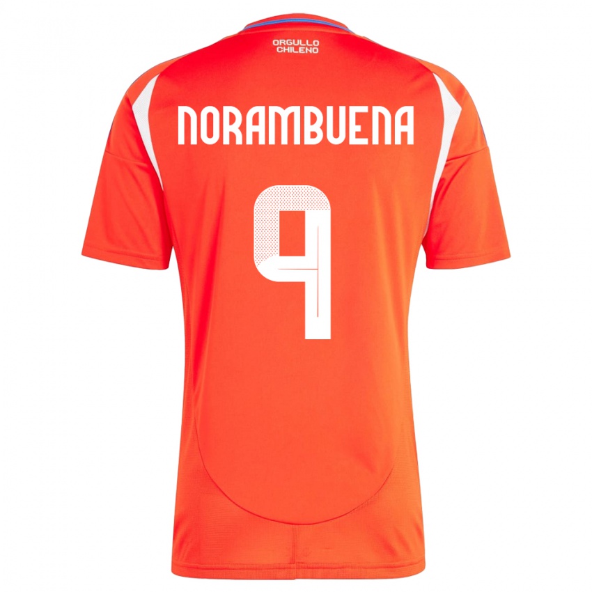 Mulher Camisola Chile Gabriel Norambuena #9 Vermelho Principal 24-26 Camisa Brasil