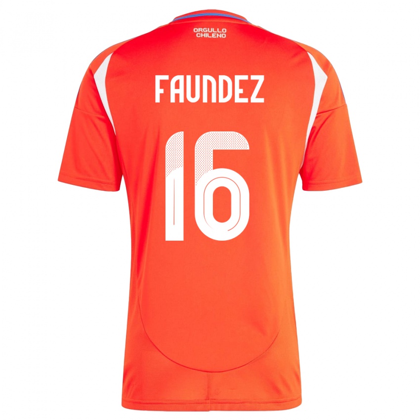 Mulher Camisola Chile Felipe Faúndez #16 Vermelho Principal 24-26 Camisa Brasil