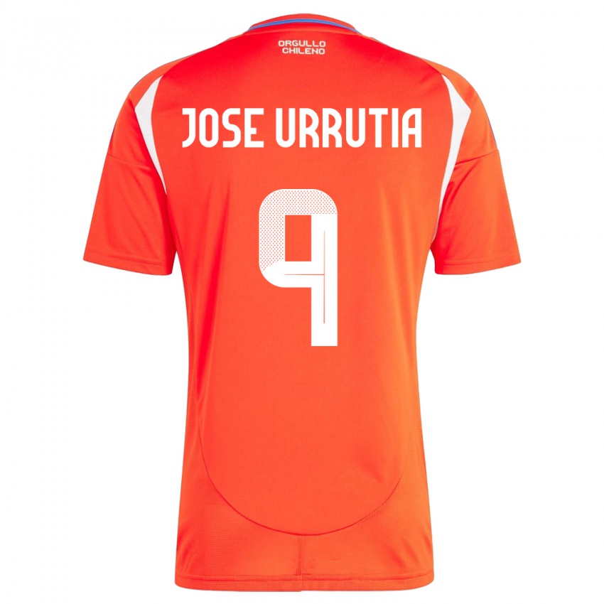 Mulher Camisola Chile María José Urrutia #9 Vermelho Principal 24-26 Camisa Brasil