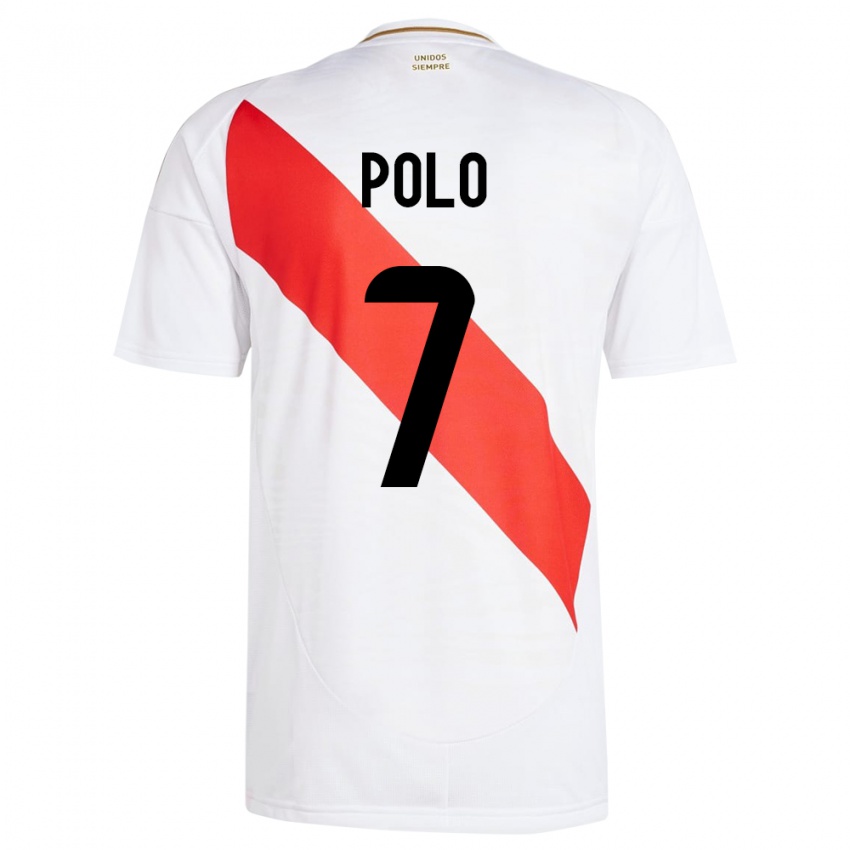 Mulher Camisola Peru Andy Polo #7 Branco Principal 24-26 Camisa Brasil