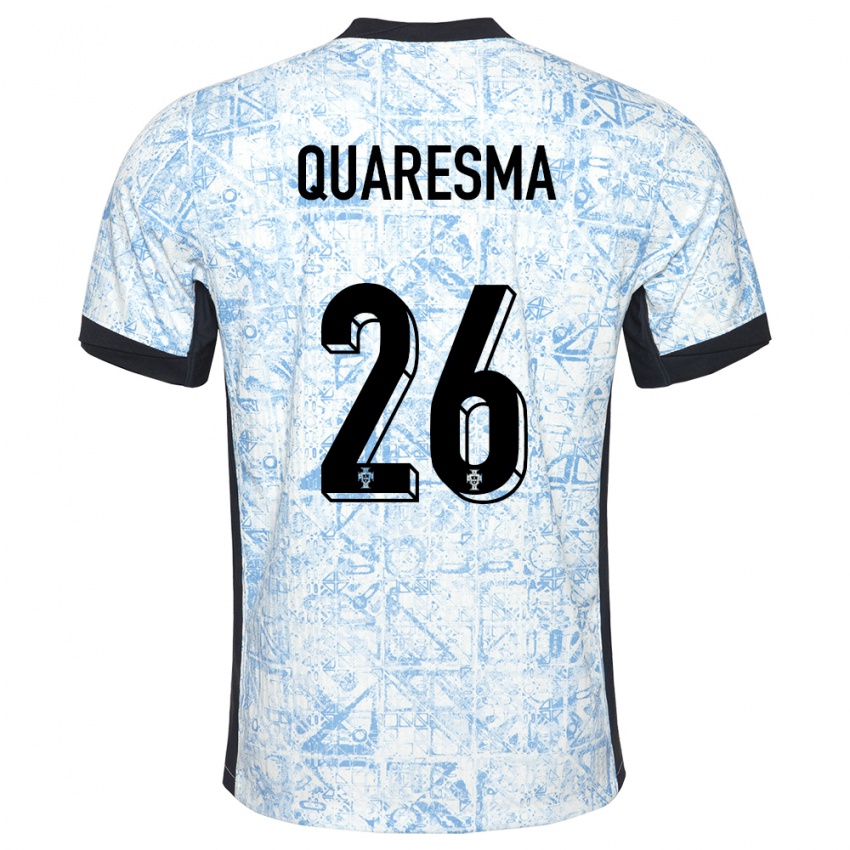 Mulher Camisola Portugal Eduardo Quaresma #26 Azul Creme Alternativa 24-26 Camisa Brasil