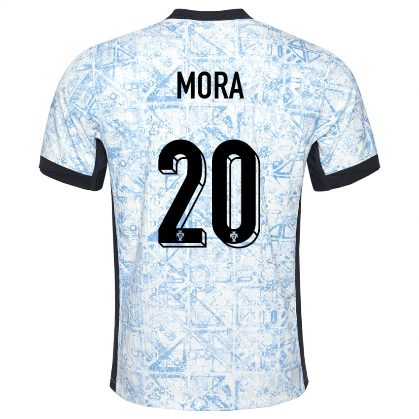 Mulher Camisola Portugal Rodrigo Mora #20 Azul Creme Alternativa 24-26 Camisa Brasil