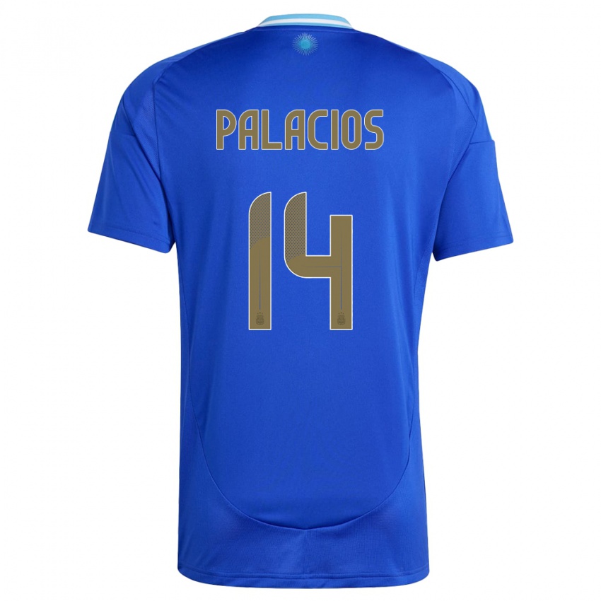Mulher Camisola Argentina Exequiel Palacios #14 Azul Alternativa 24-26 Camisa Brasil