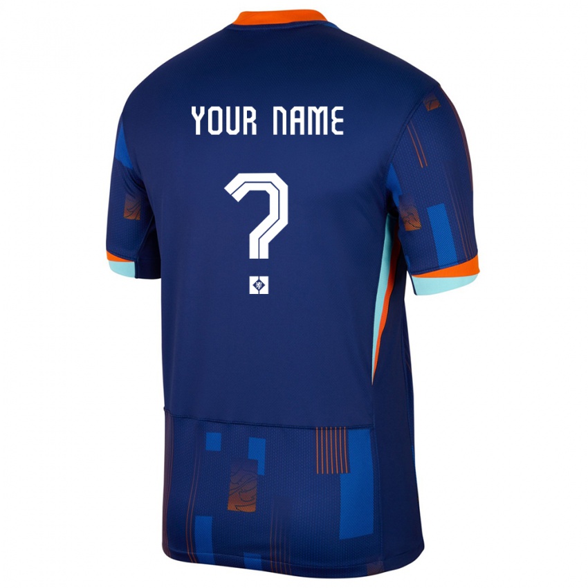 Mulher Camisola Países Baixos Seu Nome #0 Azul Alternativa 24-26 Camisa Brasil