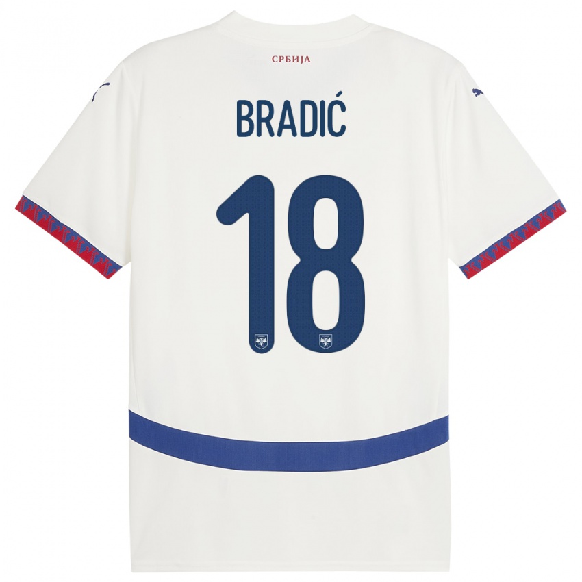 Mulher Camisola Sérvia Biljana Bradic #18 Branco Alternativa 24-26 Camisa Brasil