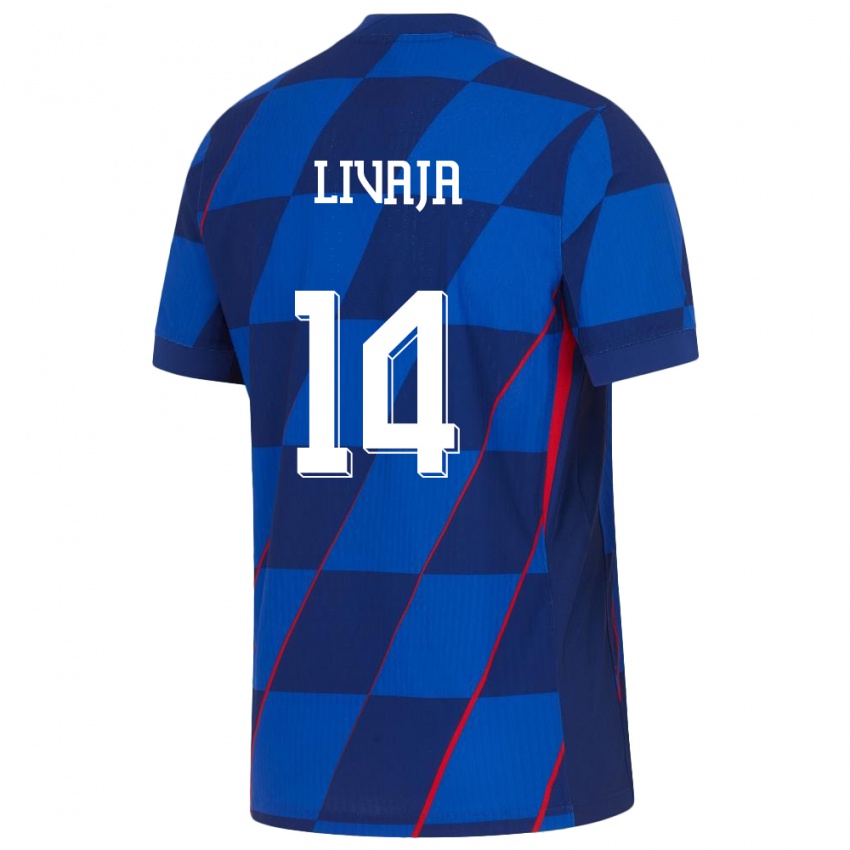 Mulher Camisola Croácia Marko Livaja #14 Azul Alternativa 24-26 Camisa Brasil