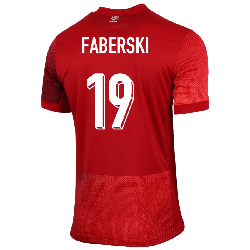 Mulher Camisola Polónia Jan Faberski #19 Vermelho Alternativa 24-26 Camisa Brasil
