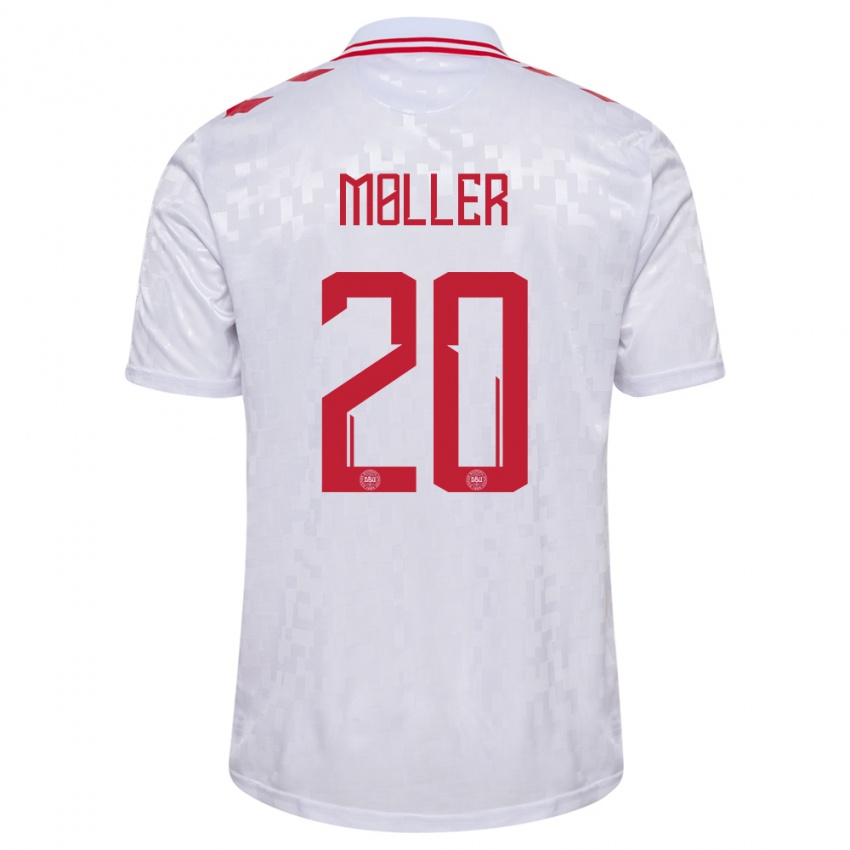 Mulher Camisola Dinamarca Caroline Moller #20 Branco Alternativa 24-26 Camisa Brasil