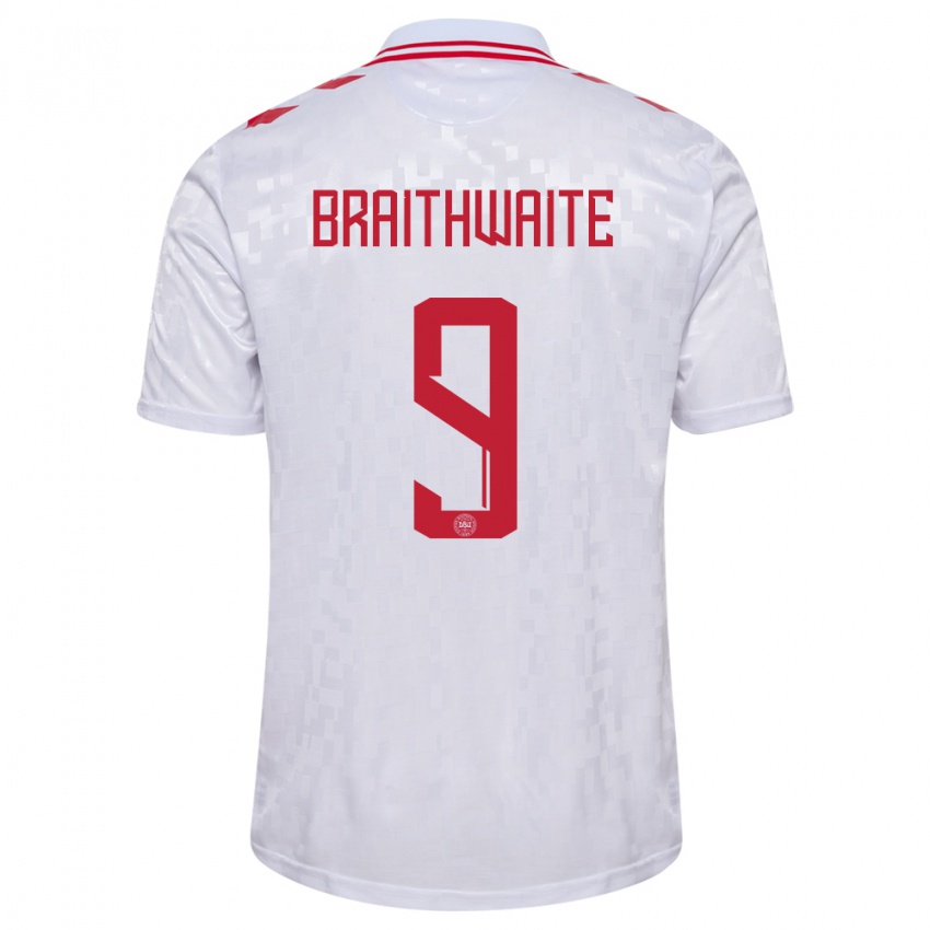 Mulher Camisola Dinamarca Martin Braithwaite #9 Branco Alternativa 24-26 Camisa Brasil