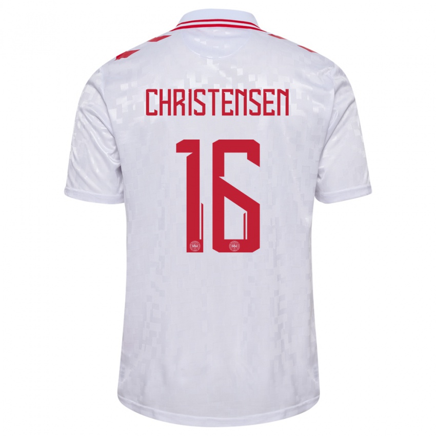 Mulher Camisola Dinamarca Oliver Christensen #16 Branco Alternativa 24-26 Camisa Brasil