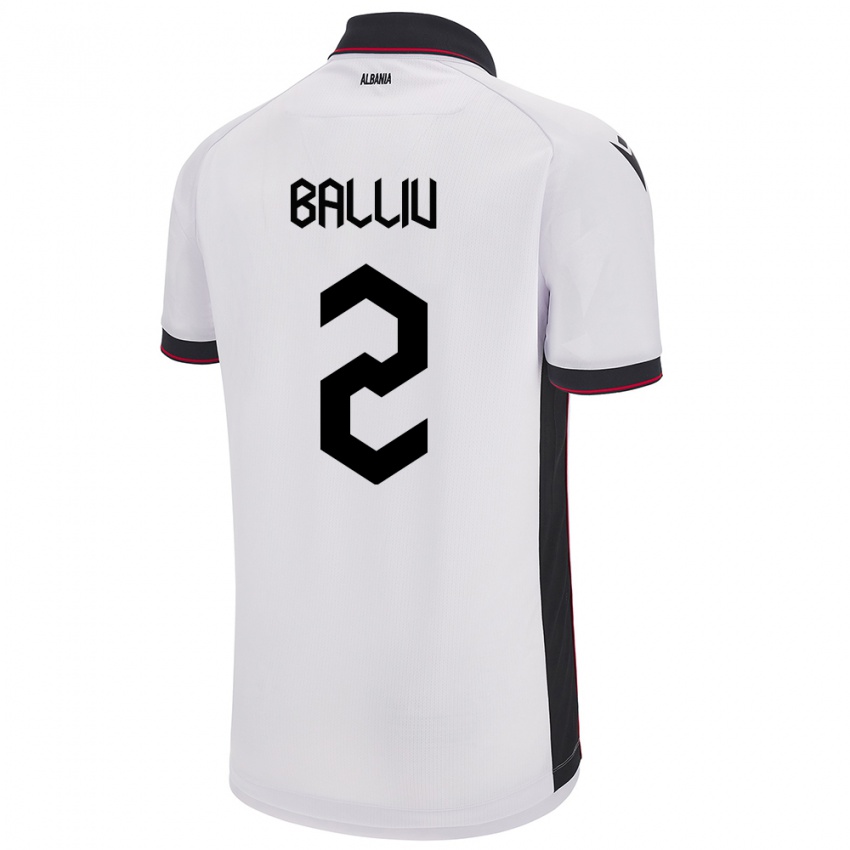 Mulher Camisola Albânia Iván Balliu #2 Branco Alternativa 24-26 Camisa Brasil