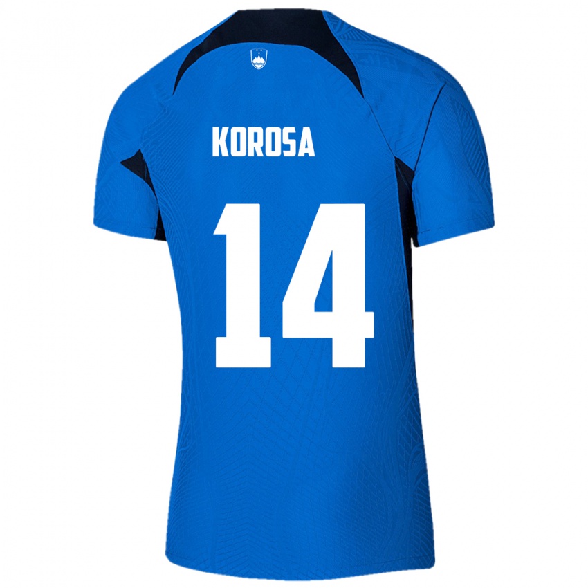 Mulher Camisola Eslovênia Anej Koroša #14 Azul Alternativa 24-26 Camisa Brasil