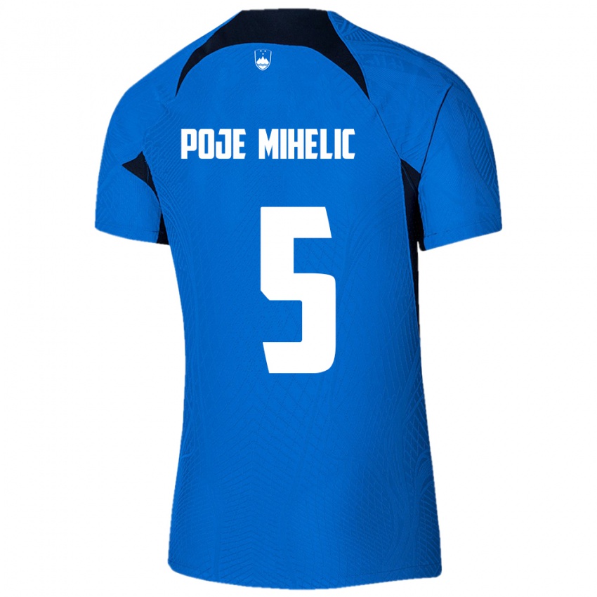 Mulher Camisola Eslovênia Naja Poje Mihelič #5 Azul Alternativa 24-26 Camisa Brasil