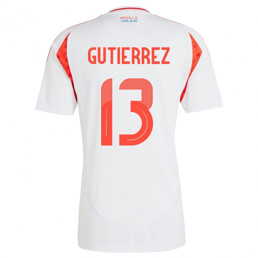 Mulher Camisola Chile Daniel Gutiérrez #13 Branco Alternativa 24-26 Camisa Brasil