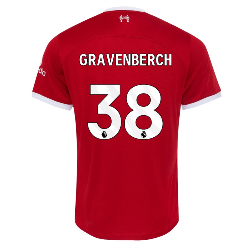 Criança Camisola Ryan Gravenberch #38 Vermelho Principal 2023/24 Camisa Brasil