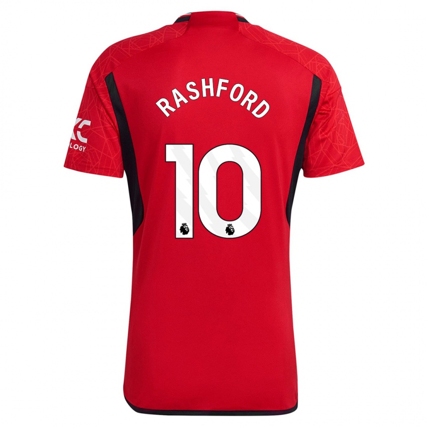Criança Camisola Marcus Rashford #10 Vermelho Principal 2023/24 Camisa Brasil
