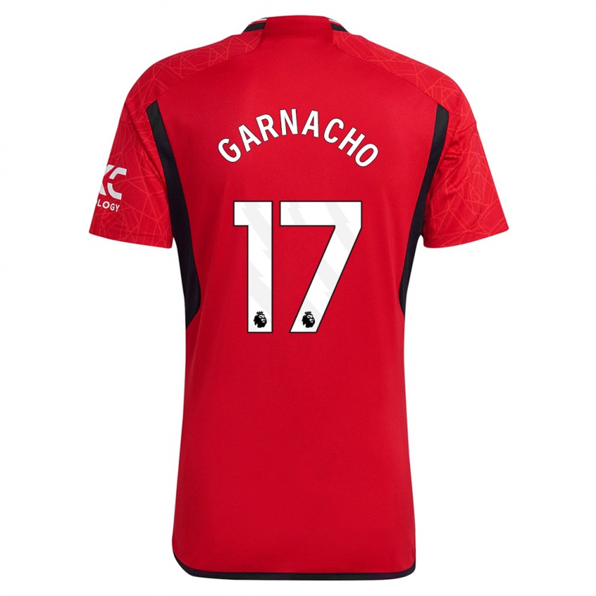 Criança Camisola Alejandro Garnacho #17 Vermelho Principal 2023/24 Camisa Brasil