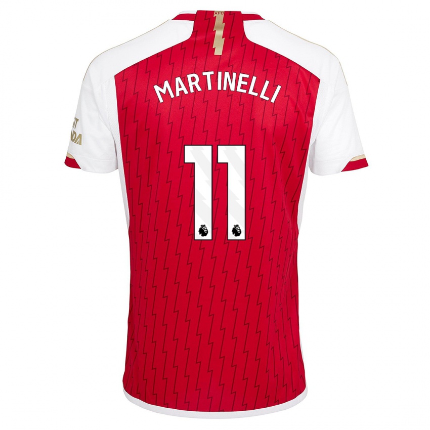 Criança Camisola Gabriel Martinelli #11 Vermelho Principal 2023/24 Camisa Brasil