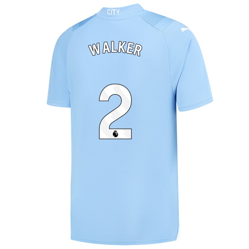 Criança Camisola Kyle Walker #2 Azul Claro Principal 2023/24 Camisa Brasil