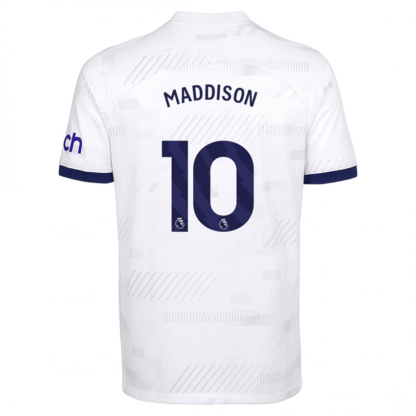 Criança Camisola James Maddison #10 Branco Principal 2023/24 Camisa Brasil