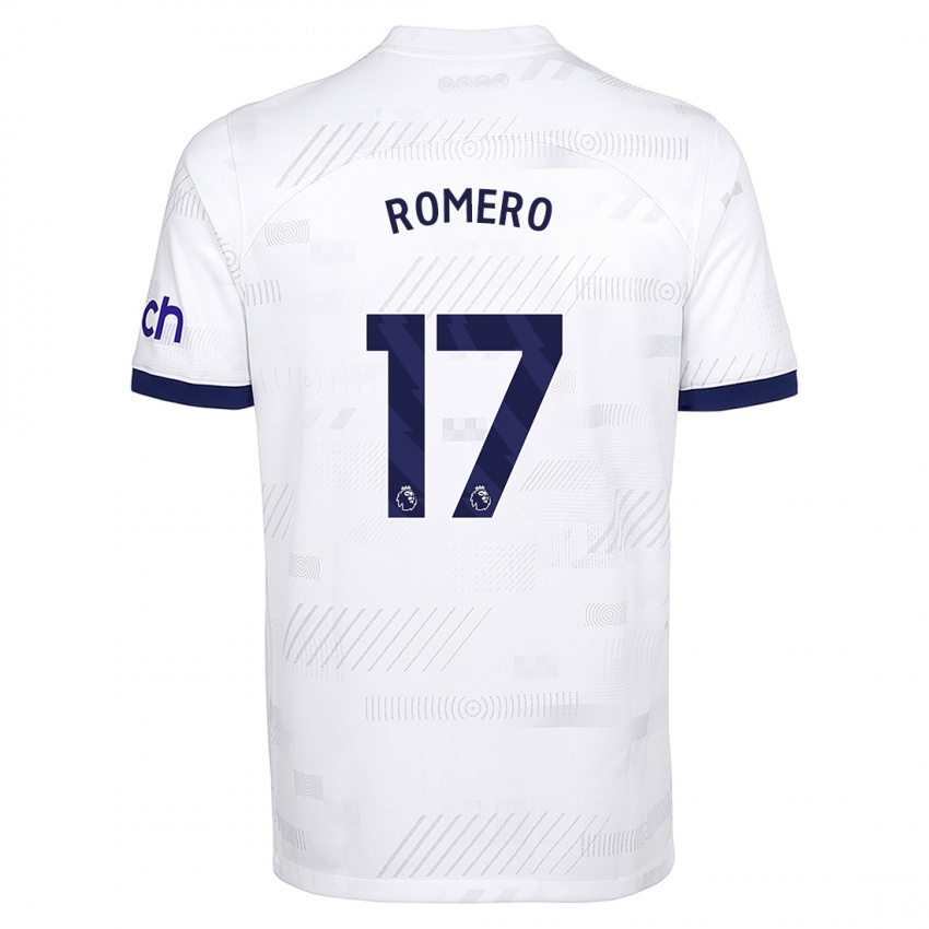 Criança Camisola Cristian Romero #17 Branco Principal 2023/24 Camisa Brasil