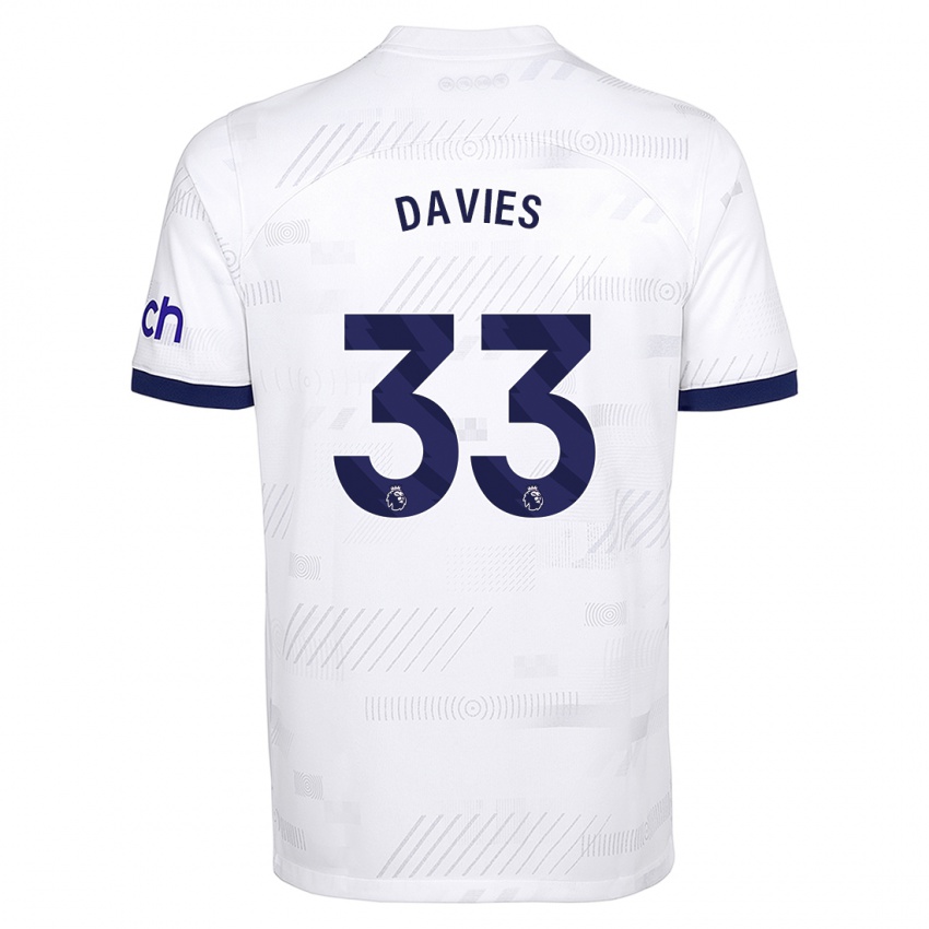 Criança Camisola Ben Davies #33 Branco Principal 2023/24 Camisa Brasil