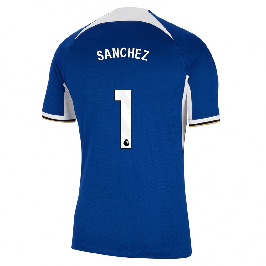 Criança Camisola Robert Sánchez #1 Azul Principal 2023/24 Camisa Brasil