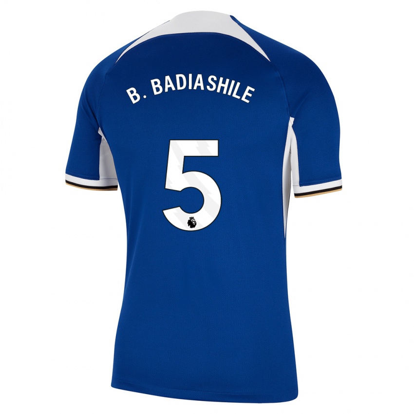 Criança Camisola Benoît Badiashile #5 Azul Principal 2023/24 Camisa Brasil