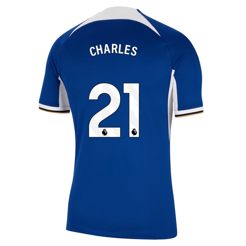 Criança Camisola Niamh Charles #21 Azul Principal 2023/24 Camisa Brasil