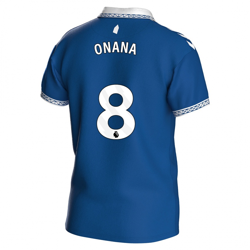 Criança Camisola Amadou Onana #8 Azul Real Principal 2023/24 Camisa Brasil