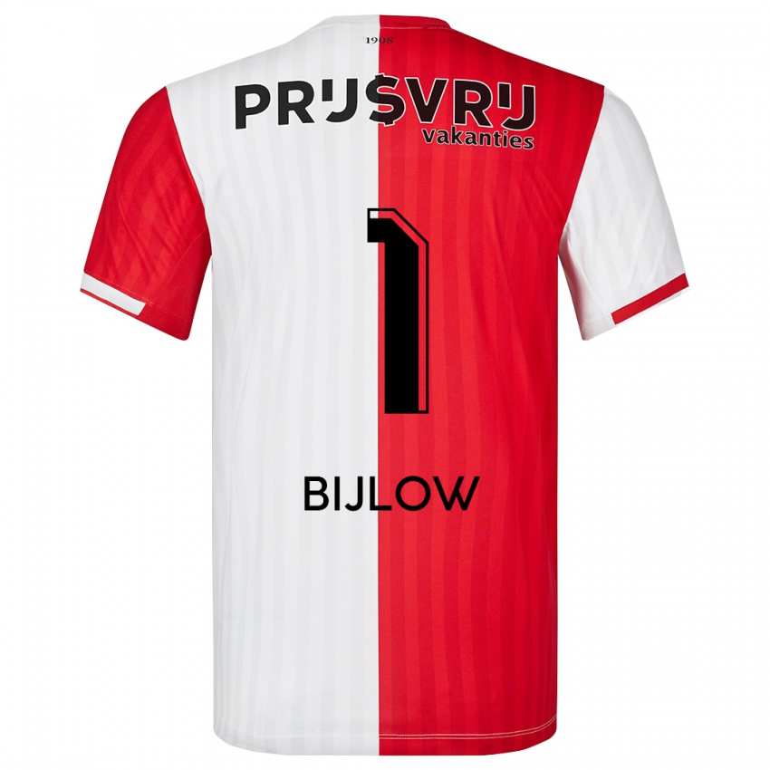 Criança Camisola Justin Bijlow #1 Vermelho Branco Principal 2023/24 Camisa Brasil